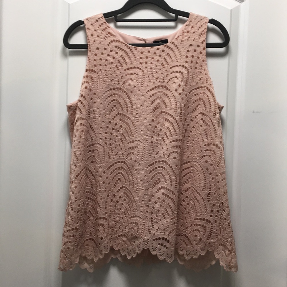 WORTHINGTON pink lace shell top, size petite small